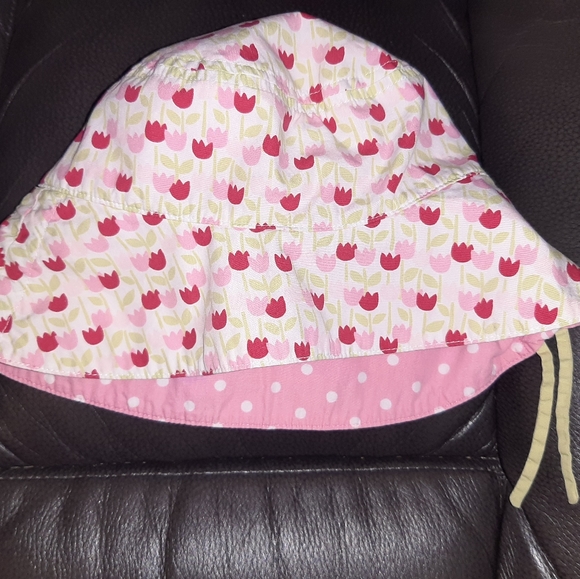 Vintage Gymboree Tip Toe Tulips Reversible Toddler Bucket Hat / Pink Polka Dot - Picture 3 of 8